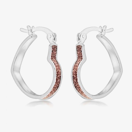 Sterling Silver Rose Stardust Heart Hoop Earrings 8.51.2029