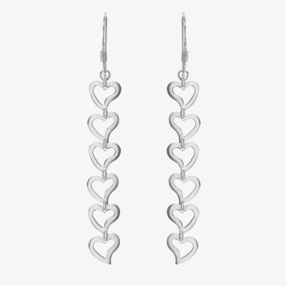 Sterling Silver Open Heart Dropper Earrings 8.54.0939