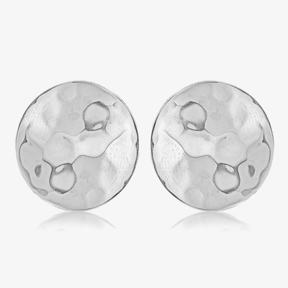 Sterling Silver 10mm Hammered Disc Stud Earrings 8.55.5229