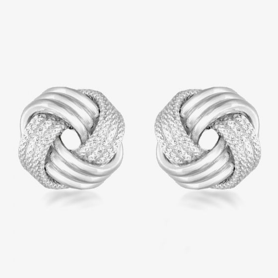 Sterling Silver 11mm Textured Knot Stud Earrings 8.55.6439