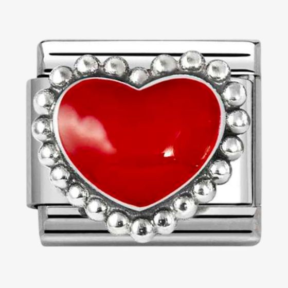 Nomination Stainless Steel & Silver Red Dotted Heart Charm 330204/39