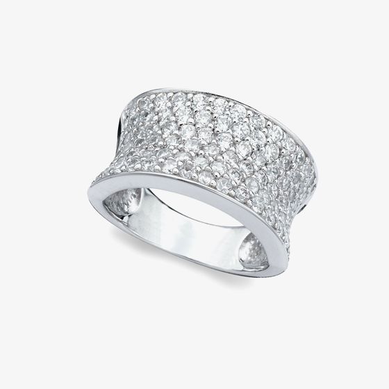 Crislu Silver Clear CZ Pavé Curve Band 907855R70CZ