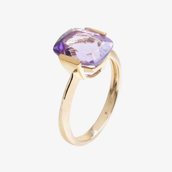9ct Gold Single Stone Faceted Amethyst Ring 9DR356-AM-Y