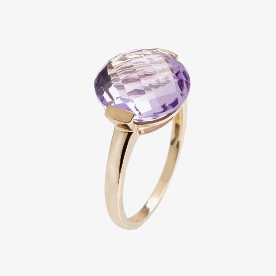 9ct Gold Single Stone Faceted Amethyst Ring 9DR357-AM-Y