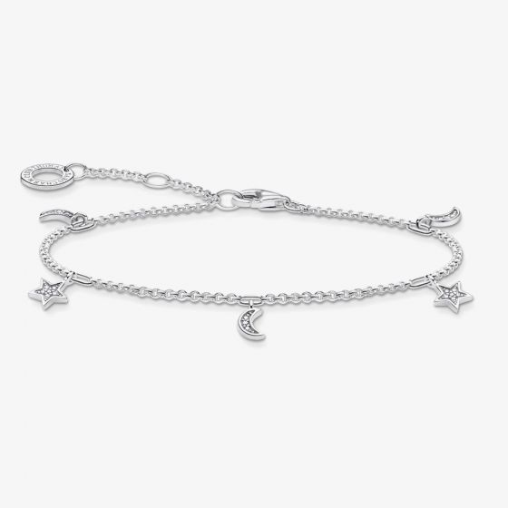 THOMAS SABO Silver Cubic Zirconia Moon & Star Bracelet A1994-051-14-L19V