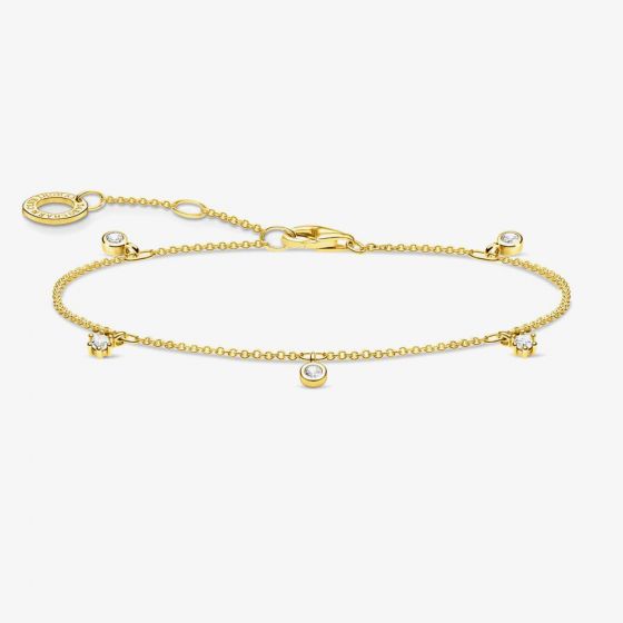THOMAS SABO Gold Plated White Stones Bracelet A1998-414-14-L19V