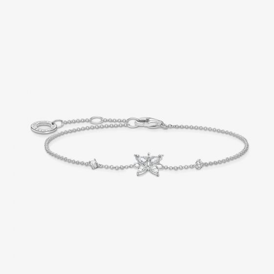 THOMAS SABO Sterling Silver White Cubic Zirconia Butterfly Bracelet A2028-051-14
