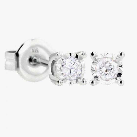 9ct White Gold Diamond 0.12ct Stud Earrings TH0123336