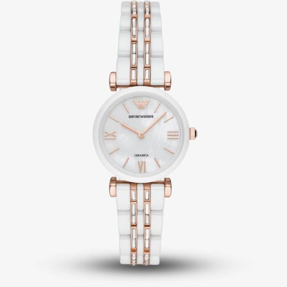 Emporio Armani Ladies White Ceramic Bracelet Watch AR70004