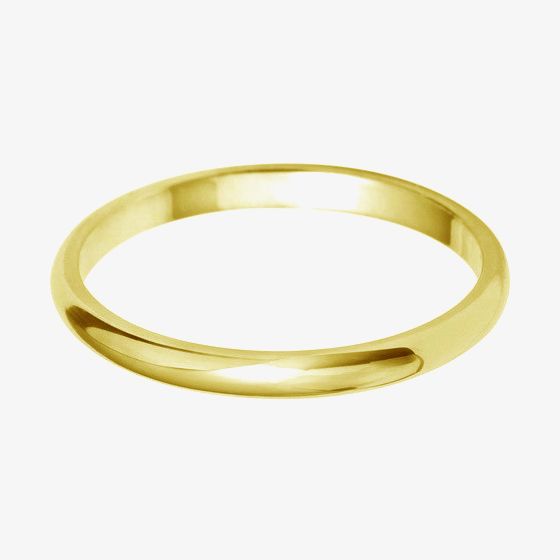 9ct Gold 2.0mm D-Shape Wedding Ring BD2.0 9Y