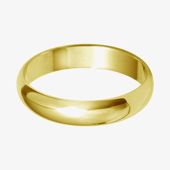 18ct Gold 4.0mm D-Shape Wedding Ring BD4.0 18Y