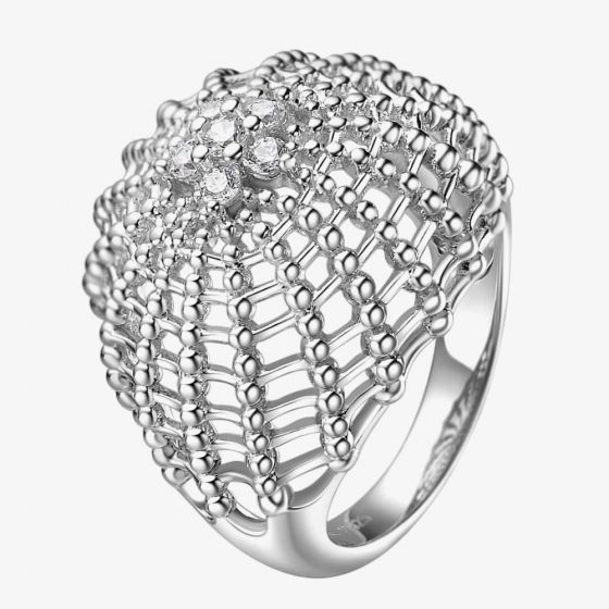 Fei Liu Bella Silver Cubic Zirconia Web Ring  BEL-925R-001-CZ00