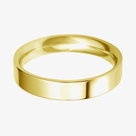 18ct Gold 4.0mm Flat Court Wedding Ring BFC4.0 18Y