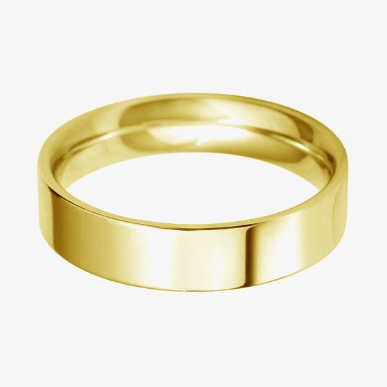 9ct Gold 5.0mm Flat Court Wedding Ring BFC5.0 9Y