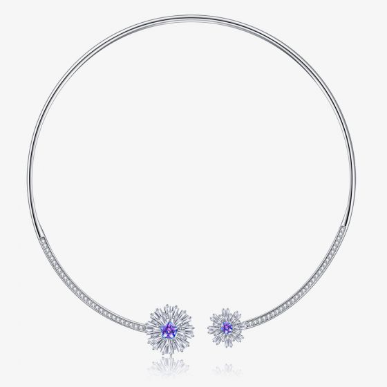 Fei Liu Carpe Diem Silver Crystal Flower Burst Choker CAR-925R-101-SWCZ