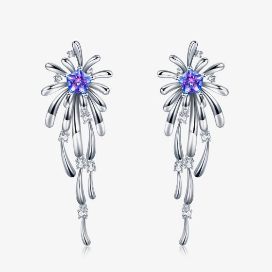 Fei Liu Carpe Diem Silver Crystal Crossette Dropper Earrings CAR-925R-205-SWCZ