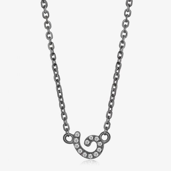Fei Liu Cascade Silver Cubic Zirconia & Black Rhodium Tiny Swirl Pendant CAS-925B-305-CZ00