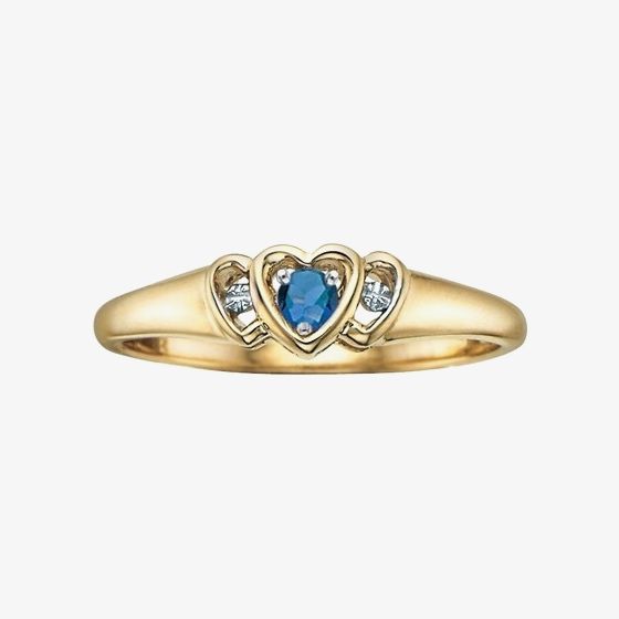 9ct Yellow Gold Sapphire and Diamond Triple Heart Ring CH253-9