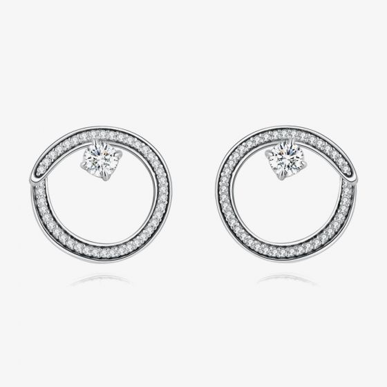 Fei Liu Iridiana Silver Cubic Zirconia Swirl Earrings CIR-925R-201-CZ00