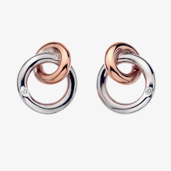 Hot Diamonds Silver & Rose Gold Plated Eternal Earrings  DE309