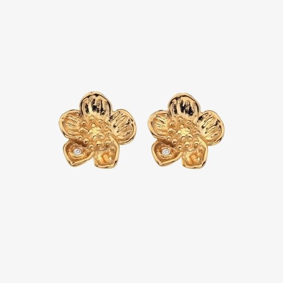 Hot Diamonds Spring Gold Plated Buttercup Stud Earrings DE317