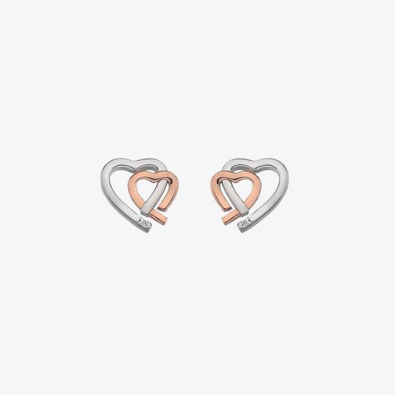 Hot Diamonds Silver & Rose Gold Plated Warm Heart Earrings DE532