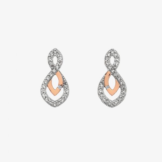 Hot Diamonds Silver & Rose Gold Plated Harmony White Topaz Earrings  DE608