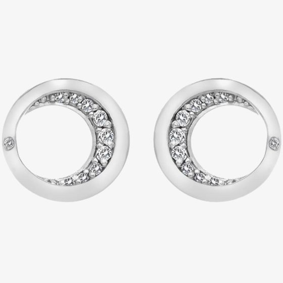 Hot Diamonds Celestial Sterling Silver White Topaz Moon Stud Earrings DE686