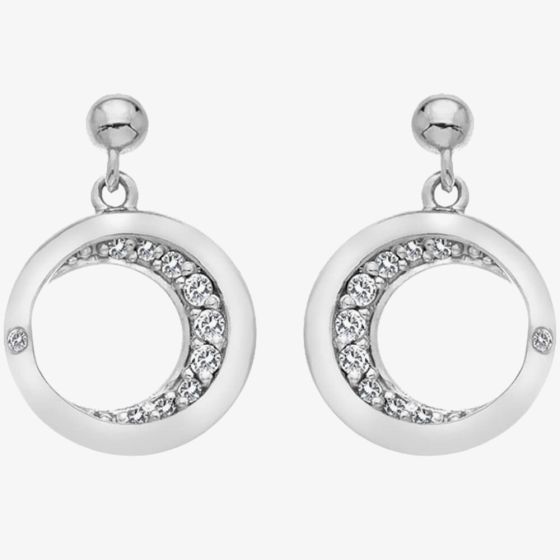 Hot Diamonds Celestial Sterling Silver White Topaz Moon Dropper Earrings DE687