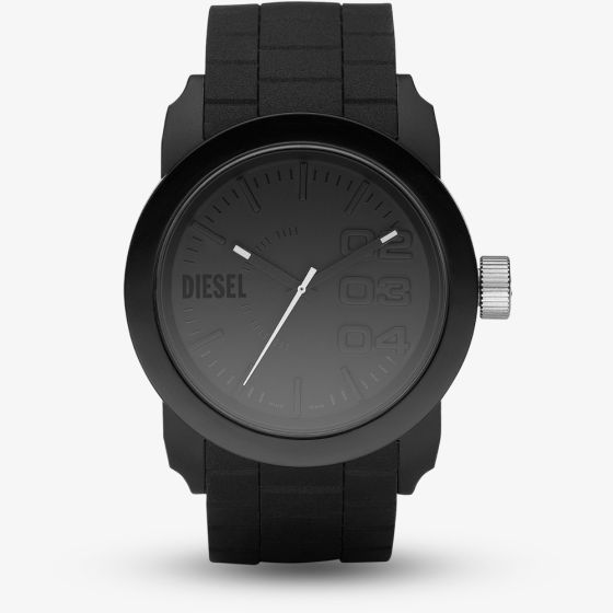 Diesel Mens Double Down Black Rubber Strap Watch DZ1437