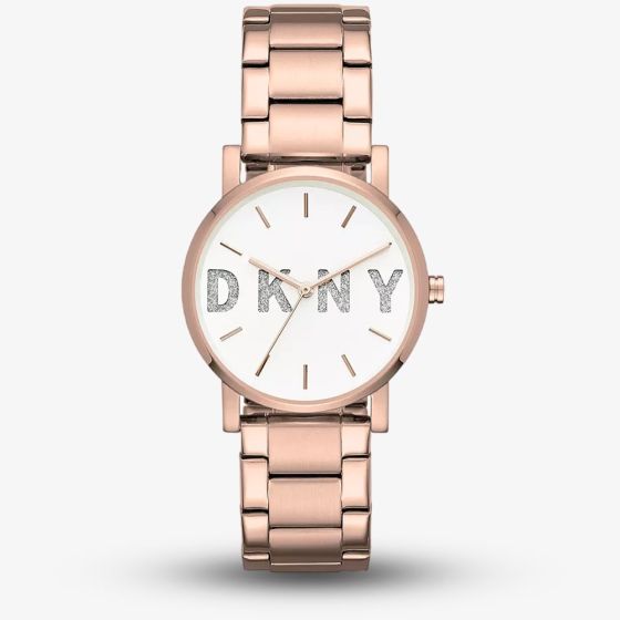 DKNY Ladies Soho Rose Gold Plated Logo Watch NY2654