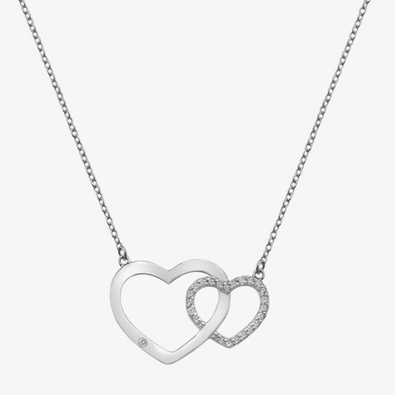 Hot Diamonds Striking Interlocking Hearts Topaz Necklace DN128