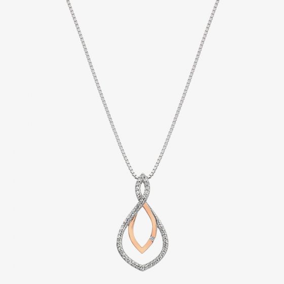 Hot Diamonds Silver & Rose Gold Plated Harmony White Topaz Pendant DP734