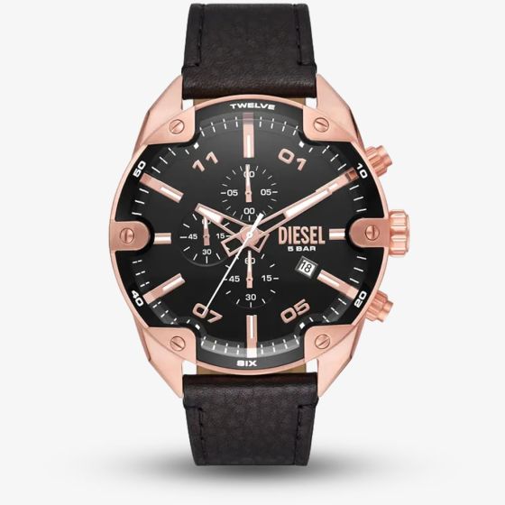 Diesel Spiked 49mm Rose Gold Plated Chronograph Watch DZ4607
