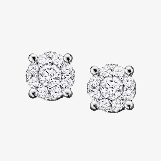 9ct White Gold 0.18ct Diamond Round Cluster Stud Earrings E2382W/18-9