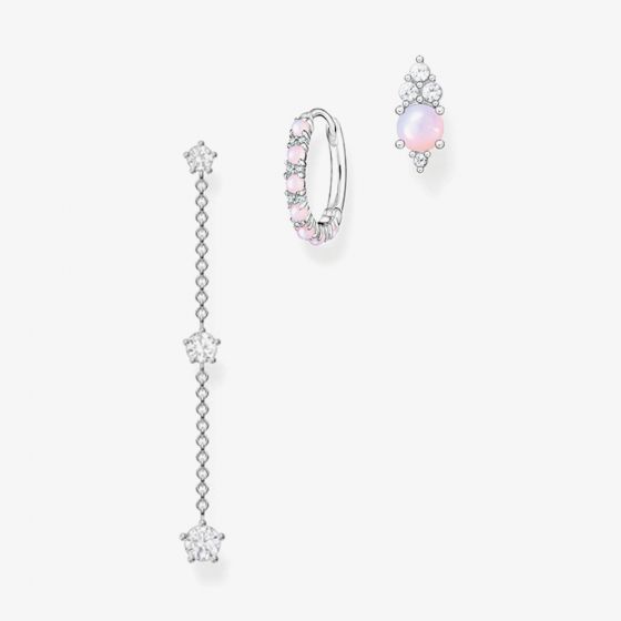 THOMAS SABO Ear Party Shimmering Pink Earring Set