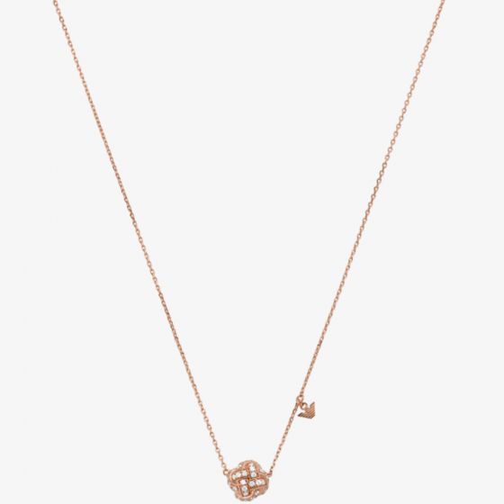 Emporio Armani Sentimental Rose Gold Tone Cubic Zirconia Necklace EG3537221