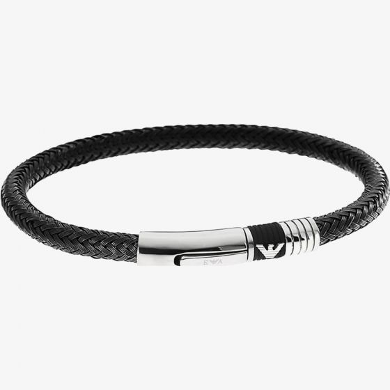 Emporio Armani Mens Essential Black Braided Bracelet EGS1624001