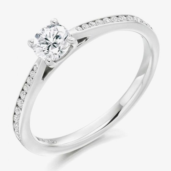 Platinum Diamond-Shoulder Solitaire Engagement Ring (L) ENG3816