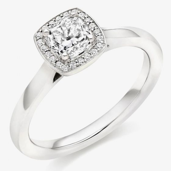 Platinum Diamond-Shoulder Halo Engagement Ring (M) ENG4025