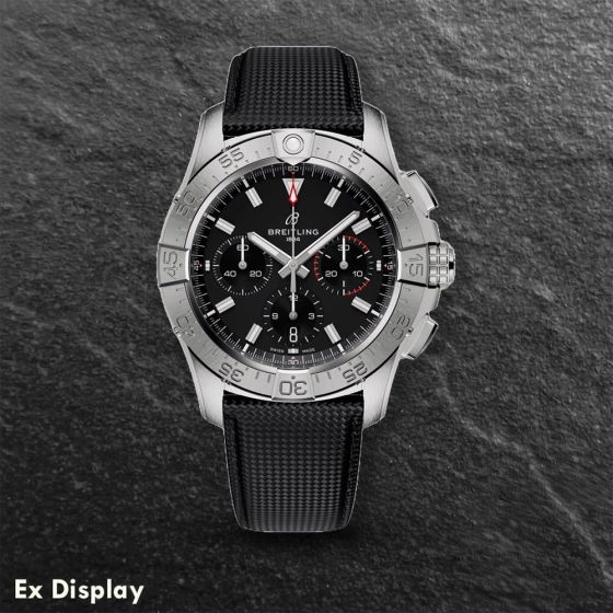 Ex-Display Breitling Avenger B01 Chronograph Black Dial Leather Watch AB0146101B1X1