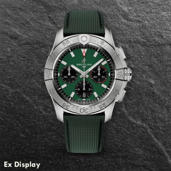 Ex-Display Breitling Avenger B01 Chronograph Green Dial Leather Watch AB0146101L1X1