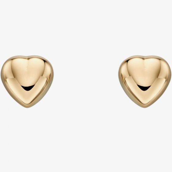  9ct Yellow Gold Heart Stud Earrings GE2213