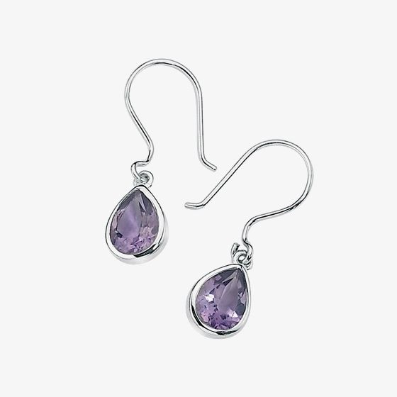 Silver Amethyst Tear Drops GK-E3042M