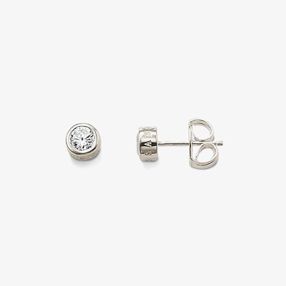 THOMAS SABO Silver Cubic Zirconia Logo Stud Earrings H1670-051-14