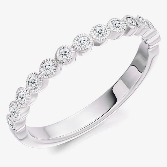 9ct White Gold 0.25ct Diamond Milgrain-Edge Eternity Ring HET2503
