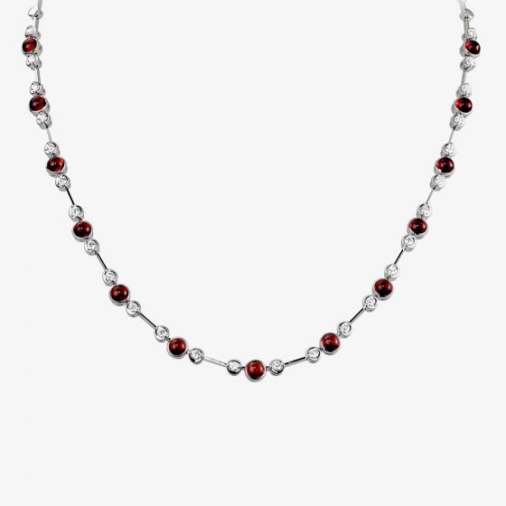 18ct White Gold Ruby and Diamond Necklet HSN1028(DIA/RU)S