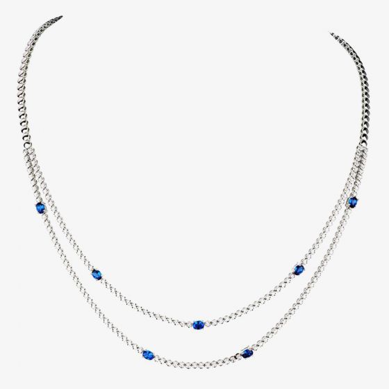 18ct White Gold Diamond and Sapphire 2.64ct Necklace HSN2000S