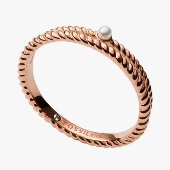 Fossil Pearls Ladies Double Band Ring JF03656791