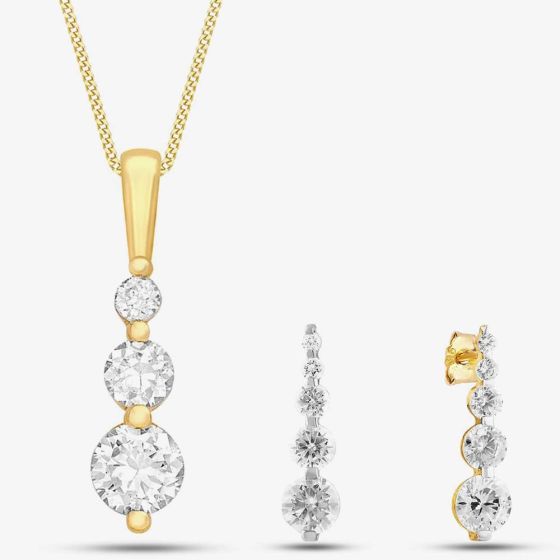 9ct Yellow Gold Cubic Zirconia Jewellery Set